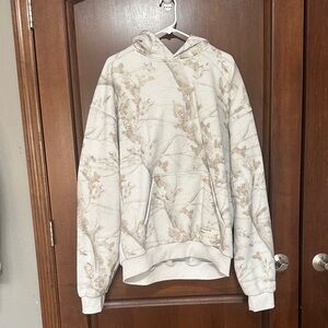 Elegant Cream and Tan Patterned Hoodie